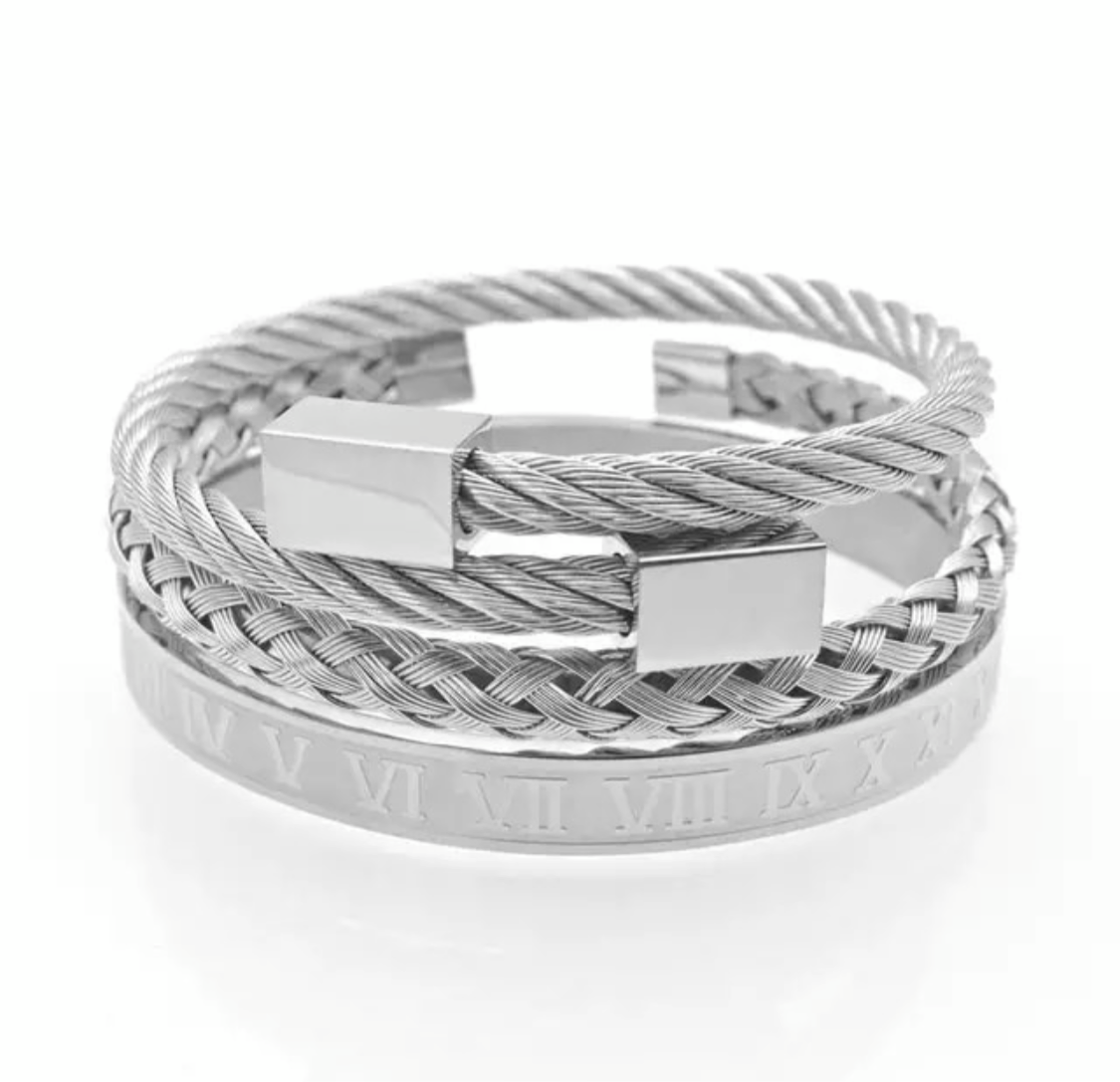 Argent Craft Roman cable Bracelet 3 set (silver)
