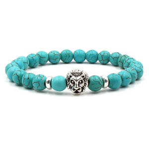 Argent Craft Blue Howlite Stone With Lion Bracelet (Silver)