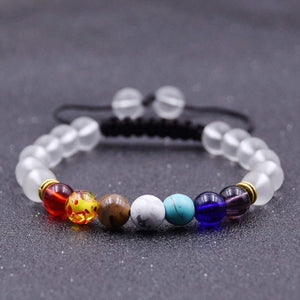 Argent Craft Frosted Glass Stone with 7 Chakra Healing Stones