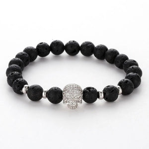 Argent Craft Lava Stone And Fallen Skull Bracelet (silver)