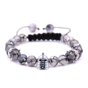 Argent Craft Chrystal Quartz With Crowns & Silver Knight Helmet Bracelet