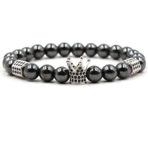 Argent Craft Natural Hematite Stone With Silver Crown & Die