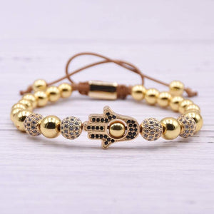 Argent Craft Gold Stone & Hamsa Hand Bracelet