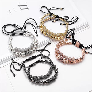 The Argent Craft Geometric Micro Pave Bracelet set (2 pcs)(black)