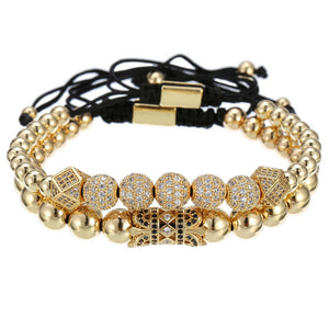 The Argent Craft Geometric Micro Pave Bracelet set (2 pcs)(gold)