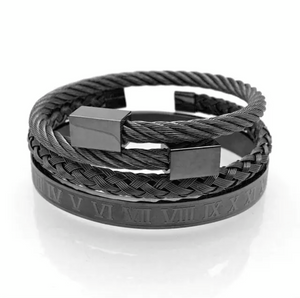 Argent Craft Roman Cable Bracelet 3 set (black)